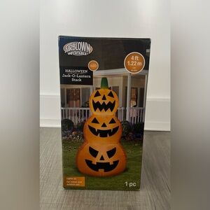 Halloween Airblown Inflatable Light Up LED 4 ft Pumpkin Stack 3 Gourds High